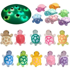 100 Pcs Resin Luminous Turtle Mini Figurines Turtles for Garden Aquarium Decor Room Decoration
