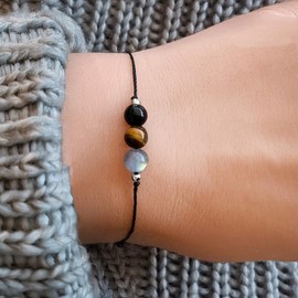 JINYRSOC Safe Travels Bracelet, Empath Protection Gift for Happy Journeys, Adventure Bracelet with Healing Gemstone Crystals, Spiritual Travel Jewelry for Travelers