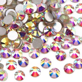 Dowarm 288Pieces SS30 Flatback Rhinestones, 6.5MM Flatback Crystal AB Rhinestones for Craft Nails Dance Costumes, Non Hotfix Rhinestones