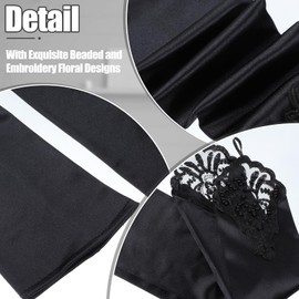 Lnngub Fingerless Gloves for Women, Long Opera Black Satin Gloves Women for Parties Weddings Special Occasions