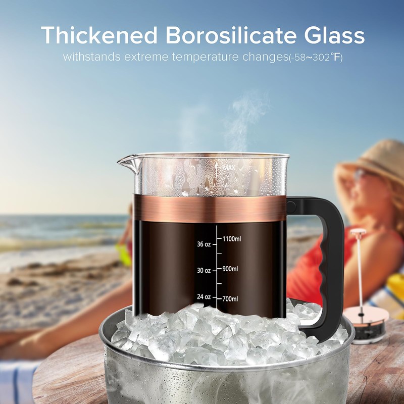 QUQIYSO French Press Coffee Maker 51oz 304 Stainless Steel French