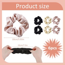 Siliget 6 Pcs Hair Scrunchies for Women Girls, Satin Ponytail Holder with Elastic, Colorful Soft Hair Accessories Set for Ladies Hen Party, Wedding, Daily