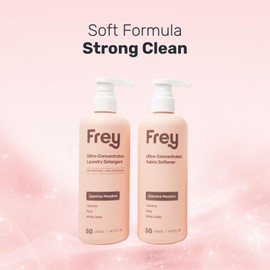FREY Full Wash Laundry Care Bundle - Concentrated Liquid Laundry Detergent & Fabric Softener (Jasmine Meadow)