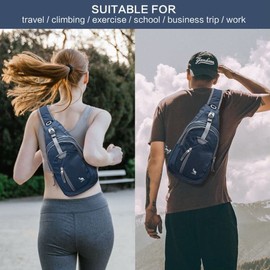 KIMLEE Unisex Sling Bag Chest Bag Pack Travel Unbalance Crossbody Bag with Adjustable Strap for Outdoor Sports Blue