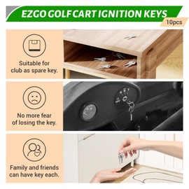 Panglong EZGO Golf Cart Key, EZGO Key Suitable for 1981-Up EZGO Series Golf Carts, 10PCS, Replace OEM# 17063-G01, 17063G1