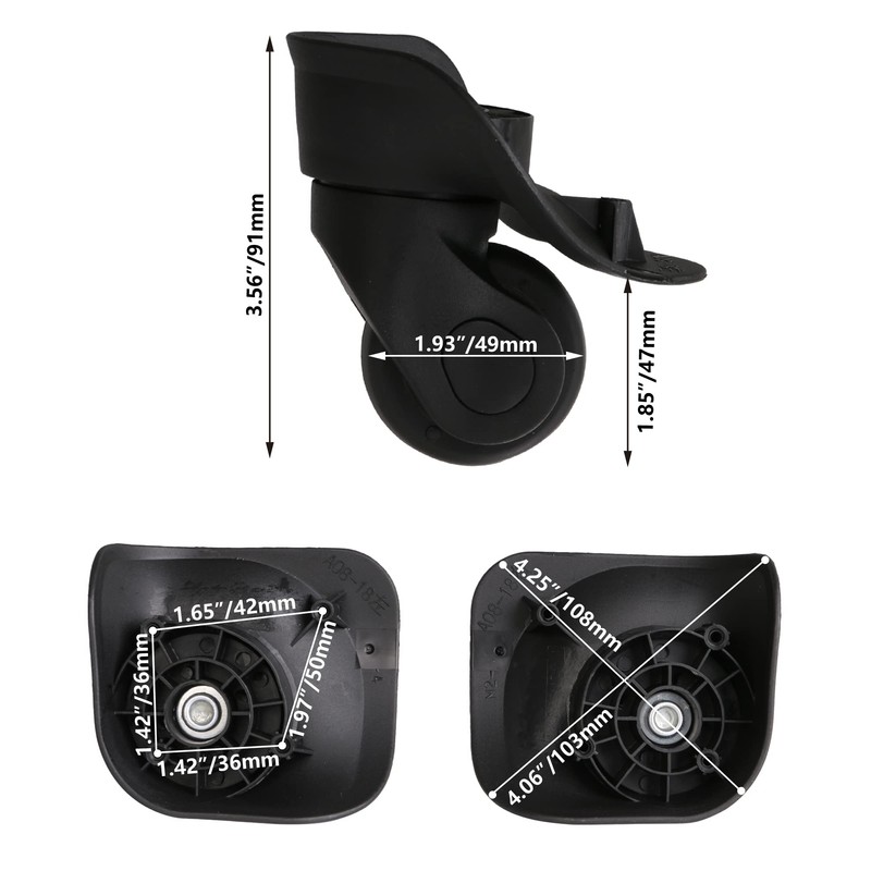 SHANOER 2 Pair Replacement Wheels for Luggage 360 Swivel Dual