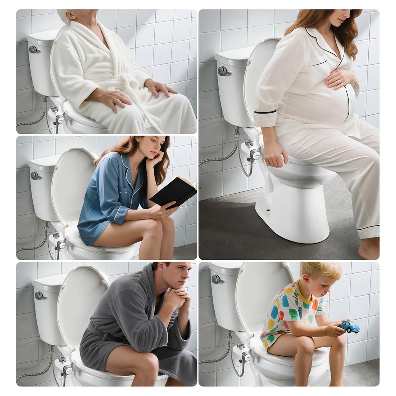 ANNWA Non-Electric Bidet Attachment for Toilet Seat, Daul Clean Nozzles