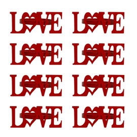 Getfitsoo Red Love Napkin Rings Set of 8, Valentine's Day Napkin Rings, Metal Heart with Words Napkin Holders for Valentine's Day, Mother's Day, Wedding, Anniversary Dinners, Parties Table Decoration