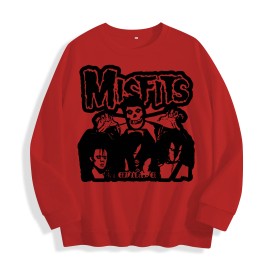 Misfits Band Evilive Graphic Crewneck Sweatshirt, US Warehouse, 6 ColorsSize: Xl, Color: Red