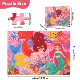Jigsaw Puzzle for Kids Age 3-8, 60-Piece Puzzles for Boys and Girls, Preschool Educational Learning Toys for Toddler Children, Kids with Box (Mermaid)