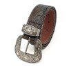 Western Scroll Buckle with Turquoise Tinted Embossed Brown Leather Belt,