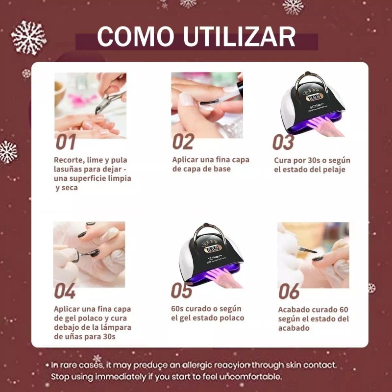 NIBEAUSL Kit De Uñas Lampara De Uñas 256w/57 Led Uv/led