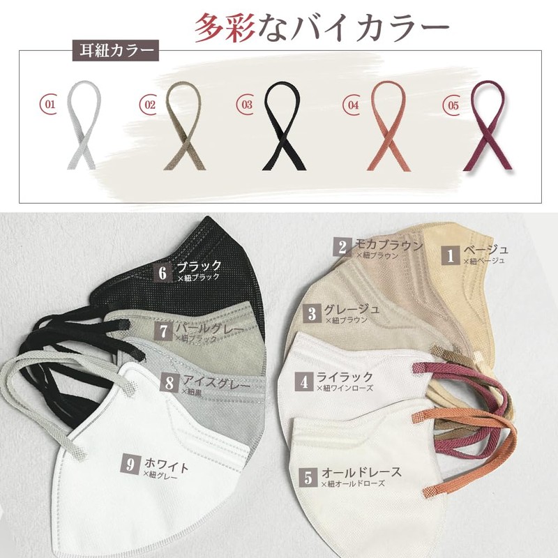 立体マスク 小さめ バイカラー 小顔【2023秋冬·新色追加】3dマスク 小さめ 不織布 30枚入 超立体構造 小顔 不職布マスク