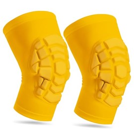 Wrestling Knee Pads for Kids Youth Adult, Knee Compression Sleeve for Basketball Volleyball Football, 1 Pair Short Knee Pads Sleeves ((#2) Yellow-2pcs