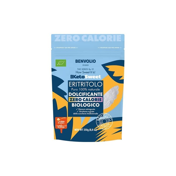 Organic Erythritol Sugar Natural Sweetener - 250 g | BENVOLIO BKetoSweet - Sugar Substitute Calorie Free | 0 Glycemic Index | Keto, Vegan, Low Carb Food | Organic Erythritol
