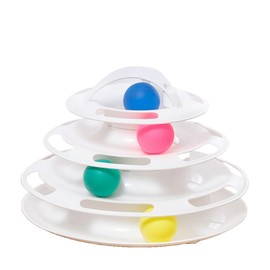 Mies′ Cat 4-Tier Turntable & Ball for Cats Toys Pet Supplies Play Discus Spinning Ball Cats Toy Pet Lack of Exercise Stress Relief Safe Material (White)