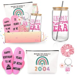Jars Nova 21st Birthday Gifts for Girls -21st Birthday Present for her - 16oz Glass Cups with Lids and Straws for Best Friend Sister Gift