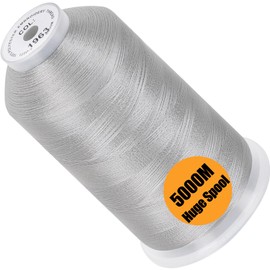 New brothread - Single Huge Spool 5000M Each Polyester Embroidery Machine Thread 40WT for Commercial and Domestic Machines - Christmas Silver