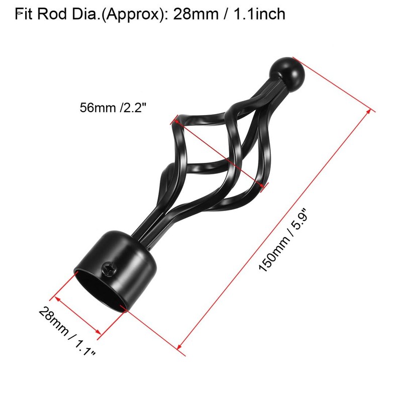 sourcing map Curtain Rod Finials Iron Cap End for 28mm