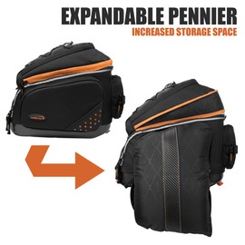 Ibera PakRak Touring Bicycle Seatpost/Disc/Non/Disc Rack and Quick Release Bag (Disc Brake Rack + Trunk Bag with Expandable Panniers)