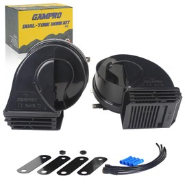 GAMPRO 12V Dual-Tone Electric Horn Replacement With Waterproof cover for Any Vehicles (A)