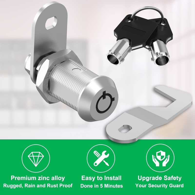 Hecfu 2 Pcs Toolbox Locks with Keys, Tubular Cam Lock