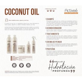 Proteina Capilar Activeé Professional Coconut Oil Tecnologia para cuidado Cabello con Perdida de Color Quebradizo y con Frizz Libre de Sal