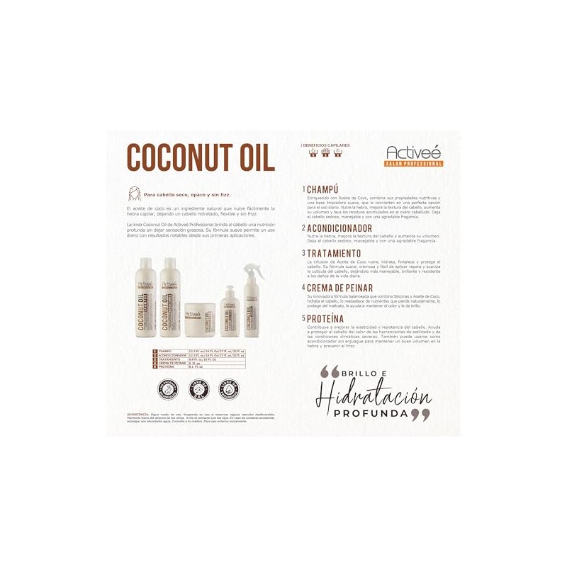 Proteina Capilar Activeé Professional Coconut Oil Tecnologia para cuidado Cabello