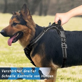 Voarge Dog Harness for Large Dogs, Anti-Pull Dog Harness with Control, Adjustable Vest Dog Harnesses with Easy to Use Handle for Training or Walks (Black, M)