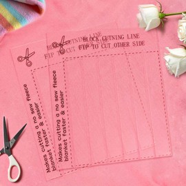 2 Pcs Fleece Tie Blanket Ruler Template,8.3x7.1inch No Sew Blanket Template,Acrylic Rectangle Quilting No Sew Fleece Blanket Kit, for DIY No Sew Blankets Craft Blanket Making Quilting