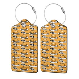 Luggage Tag Gudetama Cute Cute Unique Leather Suitcase Tags Identifiers with Privacy Name Address Labels & Durable Steel Loop for Women Men Travel