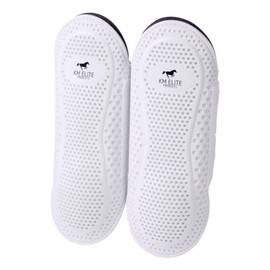 KM Elite Pro Mesh Hybrid Brushing Boot Set Ultimate Comfort Dressage Schooling Jumping (Medium - 2 Strap, White)