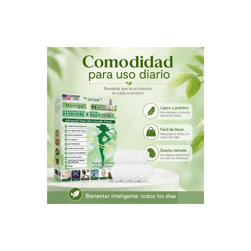 Parche Avanzado Con Nanoagujas Moringa Berberine 10 En 1