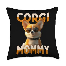 Corgi Mommy Dog Mama Corgis Mothers Day Welsh Corgi Mom Throw Pillow