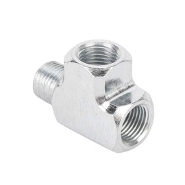 Qiilu 1/8 inch NPT Street Tee T-Connector, 3-Way Oil Water Sensor Pressure Gauge Made of Aluminium Alloy and Adapter T-type T-Pipe Connector M10 x 1 Y Adapter