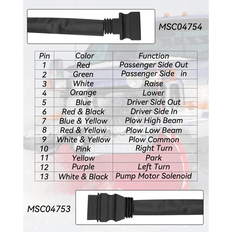 NTSUMI MSC04754 Snow Plow Wiring Harness Repair Kit Fit for