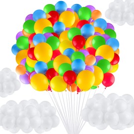 Hungdao 200 Pcs Cartoon Movie up Birthday Party Decorations Balloons Assorted Colors 10 Inch and 5 Inch Rainbow Latex Balloons Bright Color for Baby Shower Decoration Wedding Party Arch Garland