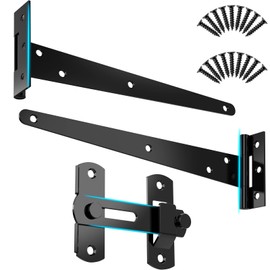 Bisagras de correa en T de 10 pulgadas, paquete de 2 bisagras en T, bisagras de puerta en T, bisagras de correa de puerta, vallas de madera, puerta de granero, puertas de cobertizo, puerta de clóset,