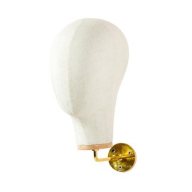 Folpus Mannequin Head Model Hat Holder Wall Mounted Sturdy Wigs Hair Accessories Glasses Hats Glasses Wig Display Stand Shop Props , 15cm Gold