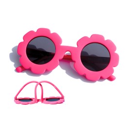 SyuAmi Children's Sunglasses, Flowers, Non-Breakable Frame, Polarized Lenses, UV Protection, Anti-Reflective Light, 1-6 Years Old, Kids Sunglasses, Toddler, Baby Sunglasses, Girls, Baby, pink, (rose