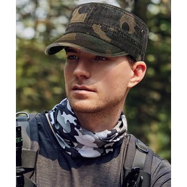 XYIYI Green Camouflage Retro Washed Military Caps Cotton Cadet Army Caps Vintage Flat Top Cap