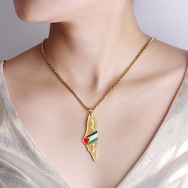Oneress Gold Plated Palestinian Pendant Necklace, Arabic Islamic Jewelry, Muslim Prayer Charm for Men and Women, Middle Eastern Heritage Gift, Symbolic Faith Jewelry Y5138-Gold