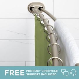 Zenna Home Rustproof Double Curved Shower Curtain Rod, No Drill Adjustable Curved Tension Shower Curtain Rod for Bathroom, Easy Install, Rounded for Extra Room, 50 to 72 Inches, Satin Nickel