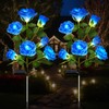 DWH 2 Pack Solar Garden Lights Outdoor, 7-Flower Rose LED
