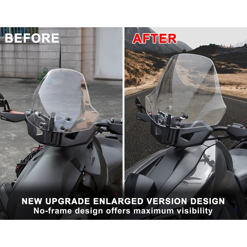 SAUTVS Wider Adventure Adjustable Windshield for Can-Am Ryker, New Upgrade