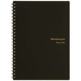Maruman MNEMOSYNE Monthly Diary 2024, Monthly Planner with Tabs, 8.27 x 5.83 Inches (A5), 1 ea (MND283-24), Black