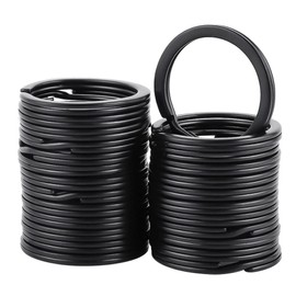 30 Pcs Round Key Rings, 1 Inch Metal Split Keychain Rings Round Flat Key Rings for Keys DIY Craft Making Dog Tag(Black)