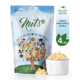 NUTS U.S. – Dried Pineapple Dices | No Added Colors and No Artificial Flavors | NON- GMO | Packed In Resealable Bags!!! (4 LBS)