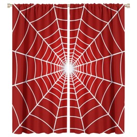 Hero Spider Web Window Curtains for Kids, White Spiderweb Kids Red Curtains Blackout Rod Pocket Windows Treatments for Boy Girl Baby Nursery Toddler Children Bedroom 42x45in