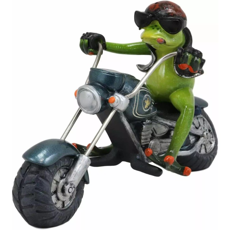 8.5"L Born To Ride Biker Frog Smoking Cigar On Blue